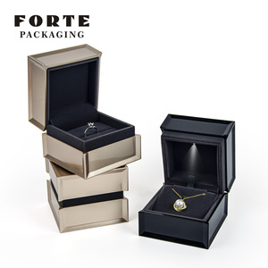 FORTE <span class=keywords><strong>piano</strong></span> laque haut de gamme carré noir diamant bague blanc LED pendentif boîte personnalisé lumière boîte à bijoux w ou wt lumière - Product Image 5