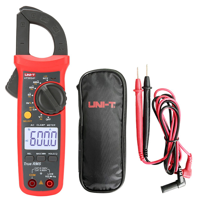 UNI-T UT202A+ Digital Clamp Meter 6000 Counts Auto Range True RMS Backlight NCV Multimeter