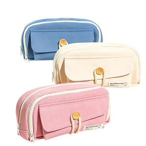 Estuche de Lápices BECOL Promocional de Gran Capacidad para Escritorio, Estuche de Lápices de Tela Suave de Color Sólido con Bolsillo Frontal y Clip - Product Image 1