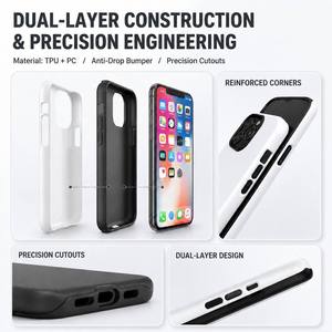 Carcasa de Teléfono en Blanco para Impresión, Carcasa Híbrida de TPU y PC, Lista para Transferencia de Calor, Base para <span class=keywords><strong>iPhone</strong></span> 18 17 16 15 Pro Max 14 13 12 11 X XS - Product Image 2