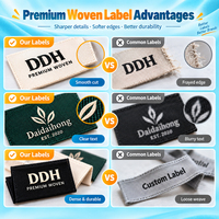 Étiquettes tissées écologiques personnalisées 100 % premium imprimées, carrées, avec pli de finition au col, pour vêtements, sacs et chaussures, avec logo de marque