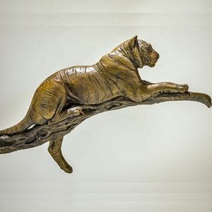 야외 공원 청동 호랑이 조각 바위 장식 큰 포효 호랑이 청동 동상 - Product Image 3