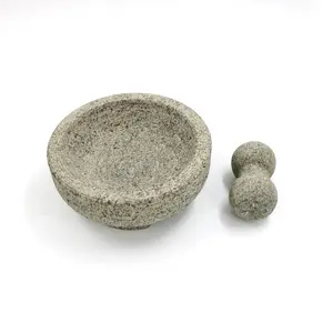 Hot Selling Kitchen Seasoning Crushing Unpolished Natural Stone Mortar Pestle