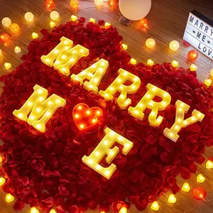 26 буквы алфавита светодиодные фонари на День святого Валентина, романтический номер Свет Свадебные украшения Marry Me мигающие шнурки