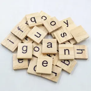Ahşap doğal İngilizce kelimeler A-Z sermaye harfler alfabe 3d bulmaca eğitici oyuncaklar el sanatları için