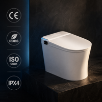 Toilette intelligente avec chauffage instantané, capteur de pied, ouverture automatique, télécommande, cuvette allongée