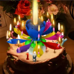 الأكثر شعبية سحر اللوتس زهرة كعكة عيد ميلاد الموسيقى شمعة