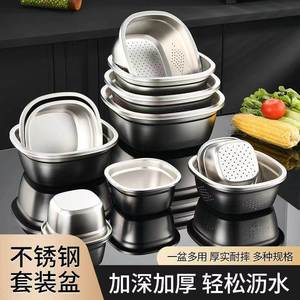 Stainless Steel Vegetable Drain Basket <b>Square</b> <b>Large</b> Size With Even Drain Holes For Kitchen Use - Product Image 5
