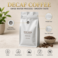 Sachets de café à fond plat avec fermeture éclair, valve de décompression et languette de tirage réutilisable