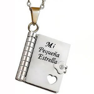 Ma petite étoile Collier médaillon personnalisé pour fille Nouvelle fille Livre Mini Message Pendentif Cadeau Corde en acier inoxydable - Product Image 6