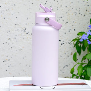 Custom 32oz 18/8 Stainless Steel Anti-dust 4-in-1 Straw Lid Vacuum Bottle Wide Mouth Sports Flask for Hiking Yoga - Product Image 1