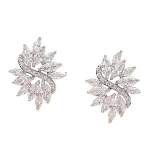 Flower Shape Stud <b>Earrings</b> Gold And <b>Silver</b> Micro Insert Women's Fashion <b>Dangle</b> <b>Earrings</b> - Product Image 5