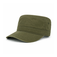 Casquette de cadet en coton lavé, style vintage, à dessus plat, chapeau de patrouille réglable unisexe, chapeau de soleil d'extérieur, logo brodé personnalisé
