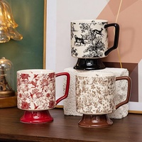 Mug en céramique vintage motif renard, 400 ml, style forêt rétro, pour thé et café, avec anse confortable, idéal pour la maison, le bureau ou comme cadeau