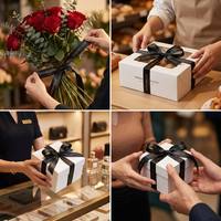 Cinta de Grosgrain Lude, Fabricante de Cintas con Logotipo Personalizado, Impresión en Lámina Negra 3D, Cinta de Satén Reciclada Sólida con Logotipo para Envolver Regalos