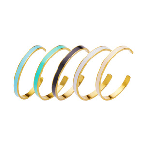 Multicolor Enamel 8K PVD Gold Plated Stainless Steel Open Adjustable <b>Bangle</b> <b>for</b> Women | Waterproof Hypoallergenic & No Fade - Product Image 1