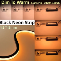 Bande LED néon noire 24V Ra95 à intensité variable, double blanc intelligent, 1800K-3000K, IP67, lumière douce pour chambre d'hôtel et éclairage d'ambiance