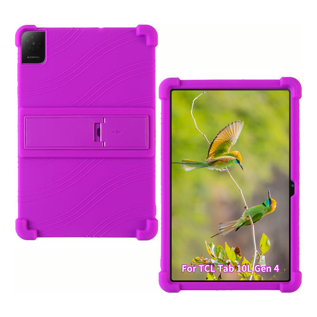 Soft Silicone Tablet Covers Cases for TCL Tab 10L Gen 4 2025 10.1 Inch Adjustable Kickstand Shockproof Back Cover