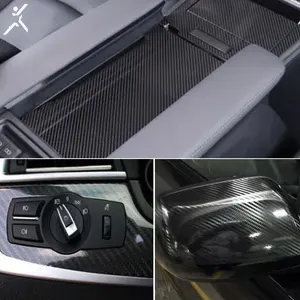 Autocollant d'intérieur en vinyle 5D en fibre de carbone, sans bulles d'air, pour automobile et moto