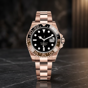 นาฬิกา GMT NH34 โรสโกลด์ โลโก้ S เครื่อง Seiko NH35 ตัวเรือนสแตนเลสสตีล รุ่นดัดแปลง อนาล็อก สำหรับดำน้ำ กันน้ำ 50 บาร์ กระจกแซฟไฟร์ - Product Image 3
