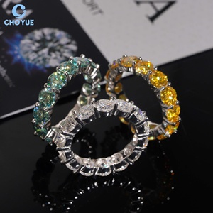 Anillos de Eternidad con Moissanita VVS, Plata 925 con Baño de Rodio, Corte Brillante Redondo, Engaste Pavé, Joyería de Lujo para Mujer - Product Image 2