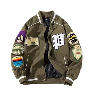 Blouson bomber pour <span class=keywords><strong>homme</strong></span> LAYENNE de haute qualité, style universitaire tendance, broderie, coupe-vent, en polyester. - Product Image 2