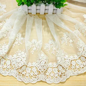 25cm Bege Algodão Tecido Lace Bonita Qualidade Bordado Lace Fabrics Mulheres Vestuário DIY Lace Trim