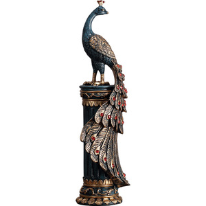 Ensemble de figurines de paon en résines synthétiques, décoration de table, grande et petite taille, pour l'exposition dans le salon ou l'entrée - Product Image 5