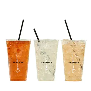 Disposable plastic cup with your own design for bubble tea juice coffee packing take away