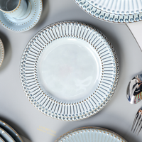 Ensemble de 100 assiettes en céramique blanches rondes à pétales, élégantes et simples, écologiques, pour mariages, nouveau design
