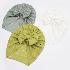 Casquette pour bébé de style européen et américain Nouveau pull à nœud rayé pour les tout-petits <span class=keywords><strong>Turban</strong></span> à mailles fines d'inspiration indienne pour l'hiver et l'été - Product Image 2