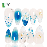 Faux ongles en gel 3D chromé à presser, vente en gros, fournisseur haut de gamme, faux ongles amande de haute qualité, 10 pièces, faits à la main, en acrylique, décorés
