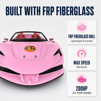 Bateau Supercar Aquatique Rose Ouvert en Fibre de Verre (FRP) 4,98m 4-5 Passagers 60km/h pour Location en Parc Aquatique, Station Balnéaire, Tourisme Lacustre et Entreprises