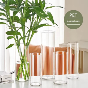 Jarrón Transparente de Plástico PET, Apto para Plantas Hidropónicas, Recipientes Cilíndricos para Flores y Macetas de Floristería - Product Image 1