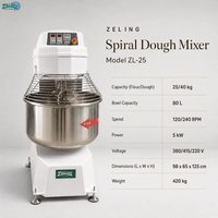 Mélangeur à spirale commercial pour pâte à farine de 25 kg, bol en acier inoxydable de 80 L, contrôle du temps à double vitesse pour boulangerie et restaurant ZL-25