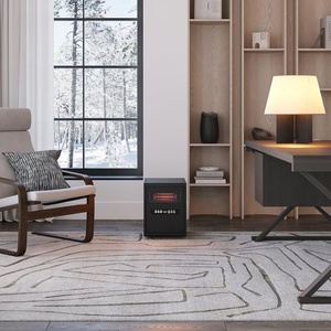 1500W Quick Heating Portable Rolling Infrared Space Heater <b>LED</b> Touchscreen Remote Control 12h Timer Black Oak Wood - Product Image 2