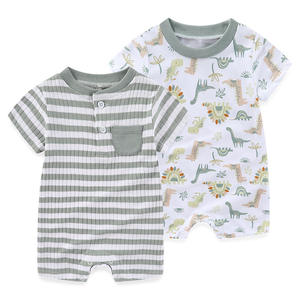 Mameluco sin mangas de verano para niños, mono 100% de algodón para bebé recién nacido, traje para gatear con cierre de botón transfronterizo - Product Image 5