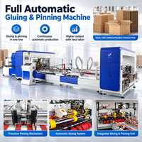 Machine de pliage, collage et agrafage de cartons avec commande PLC, ligne de production automatique de collage et d'agrafage de boîtes en carton ondulé