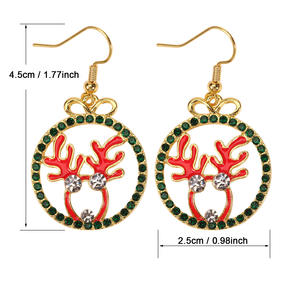Pendientes Colgantes Navideños con Diseño de Copo de Nieve, Árbol, Estrella, Reno y Bastón de Caramelo, Joyería de Cristal Chapada en Oro para Mujer - Product Image 3