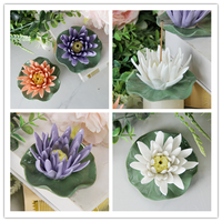 Encensoir en céramique F020 de 15 cm, fleur blanche artificielle, décoration d'intérieur, brûleur d'encens pour salle de bain