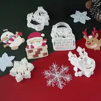 Cortador de galletas con forma de Navidad, molde de plástico de dibujos animados en 3D para galletas, sello de cocina, herramienta de pastelería para hornear