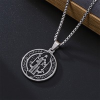 Hip Hop Style En Acier Inoxydable Étoile Religieux Saint Chrétien Jésus Croix Lion Dragon Hommes Punk Collier
