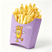 Boîte à frites jetable de haute qualité en papier écologique de qualité alimentaire avec revêtement PE, emballage pour frites à emporter