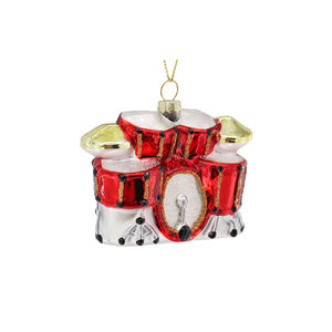 ที่แขวนกลองขนาดเล็กทำด้วยมือแก้วเป่าสีแดงสุดหรูของตกแต่งคริสต์มาสงานปาร์ตี้และของตกแต่งต้นไม้ปีใหม่ - Product Image 2
