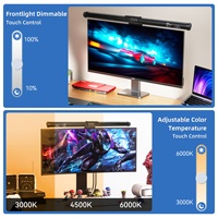 Lumière de moniteur suspendue circulaire en aluminium plat de 44 cm, cinq couleurs RGB, rétroéclairage tactile réglable, 5 W, installation magnétique
