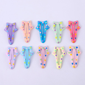 Colorful Star Shape Hair <b>Clips</b> For Girls Children 6 Cm Plastic Resin Side <b>Clip</b> Daily Use - Product Image 4