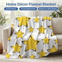 Nahtlos Gewebte Bedruckte Gelbe Sternchen Weiche Flanell-Decke 50x60 Zoll Moderne Ganzjahres-Vorhang-Bettüberwurf-Kombination Vakuumverpackt für Zuhause