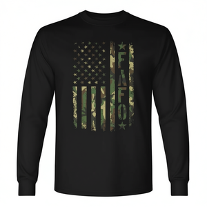 T-shirt a maniche lunghe Fafo Camo Flag in stile militare con design della bandiera americana - Product Image 2