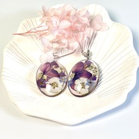 Ivy Brincos de Liga de Zinco, Joias de Resina, Pingentes para Brinco com Flores Secas, Preço de Atacado, Moda para Mulheres