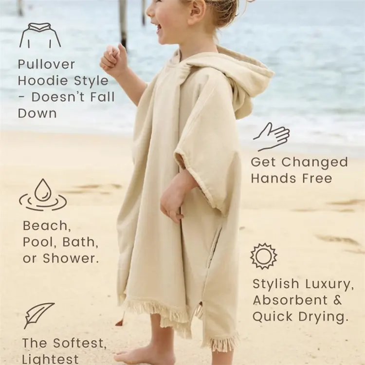 Toallas de baño absorbentes de secado rápido con patrón de animales de doble cara, Poncho de algodón orgánico para bebés, toalla de playa de lino con capucha de microfibra para niños